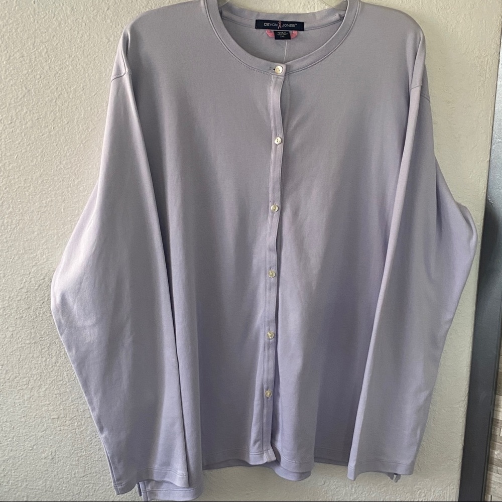 DEVON & JONES PINK RIBBON BUTTON FRONT CARDIGAN SWEATER SIZE 2XL